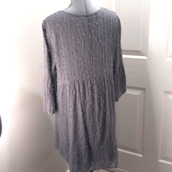 Indigo Soul Sz Med Grey Eyelash Fringe Midi Dress - Picture 4 of 4